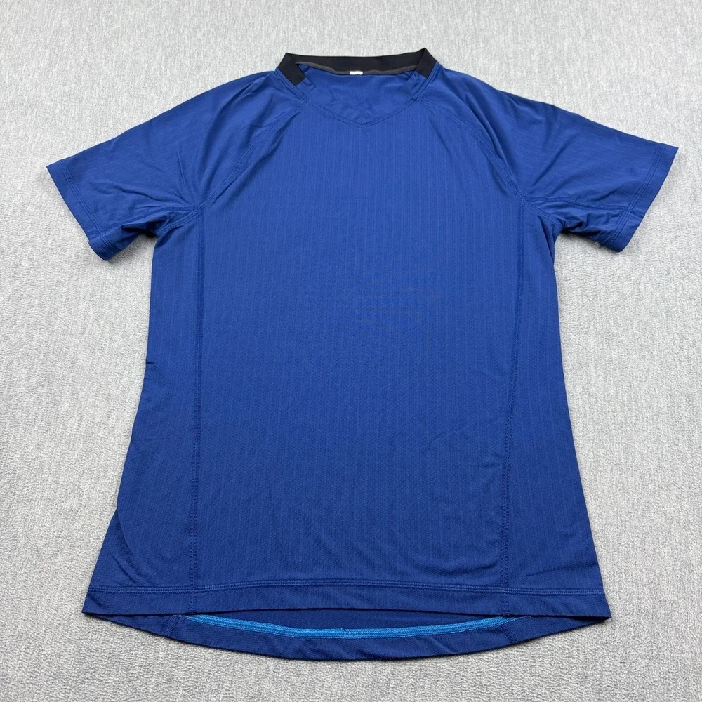Lululemon Shirt Mens Small Blue Stretch Performance Running Athletic Gym Workout